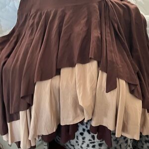 bebe Chocolate and Beige Layered Mini Skirt